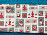 Cotton 100% Christmas - patchwork gray and red Santa Clauses