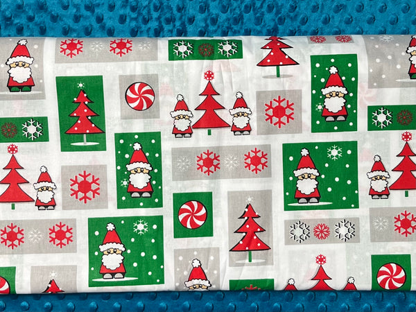 Cotton 100% Christmas - patchwork green and red Santa Clauses