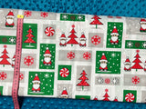 Cotton 100% Christmas - patchwork green and red Santa Clauses