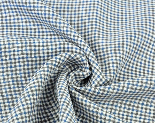 Clothing Linen 100% - blue, white and gray checkered