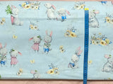 Cotton 100% Kids - rabbits in love with blue background - bunnies