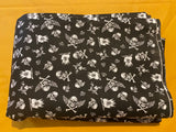 Cotton 100% Patterned - white pirate skull on black background halloween