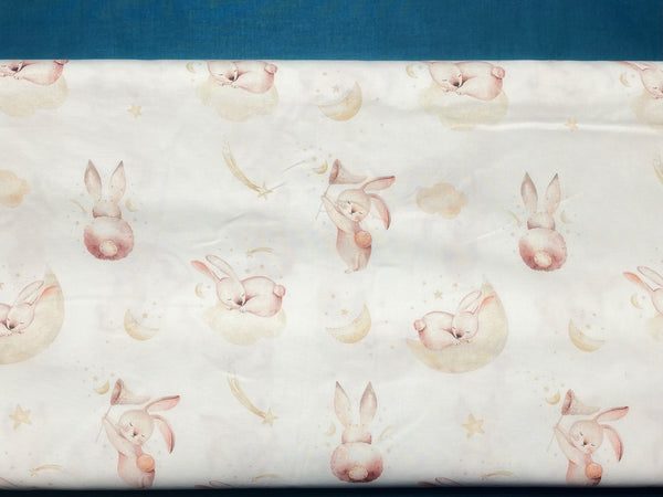 Cotton 100% Premium Digital Print - rabbits in the sky bunnies