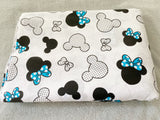 Cotton 100% Kids - MICKEY BLACK BLUE WITH A BOWT ON A WHITE BACKGROUND miki
