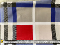 Cotton 100% Patterned - Grille blue, gray and red