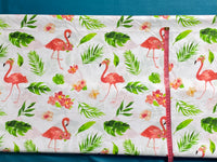 Cotton 100% Patterned - Flamingos and Green Palms