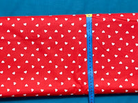 Cotton 100% Patterned - white hearts 8mm on a red background