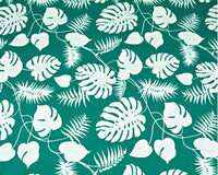 Cotton 100% Patterned -  white leaves on a green background