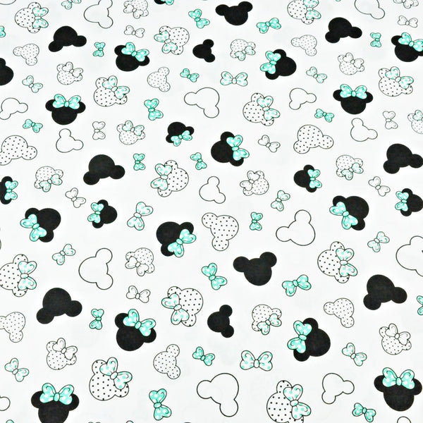 Cotton 100% Kids - Mickey small black mint with bow on a white background miki
